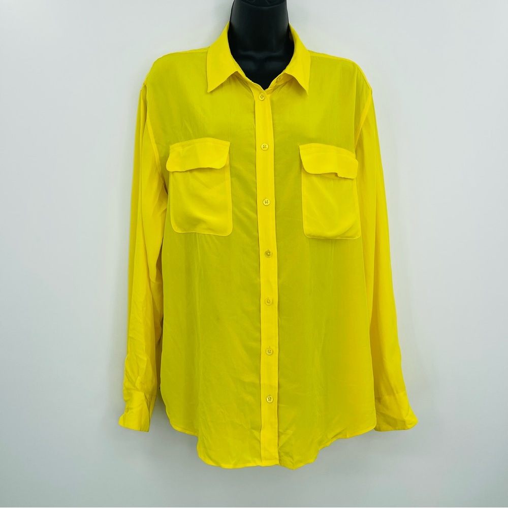 Equipment Yellow Long Sleeve Button-Up Blouse - Picture 10 of 11